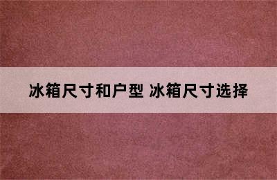 冰箱尺寸和户型 冰箱尺寸选择